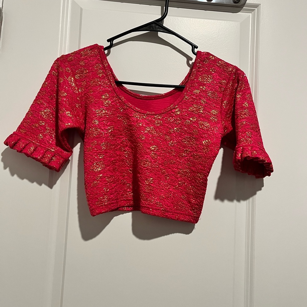Elegant bright pink and Gold Women's Top